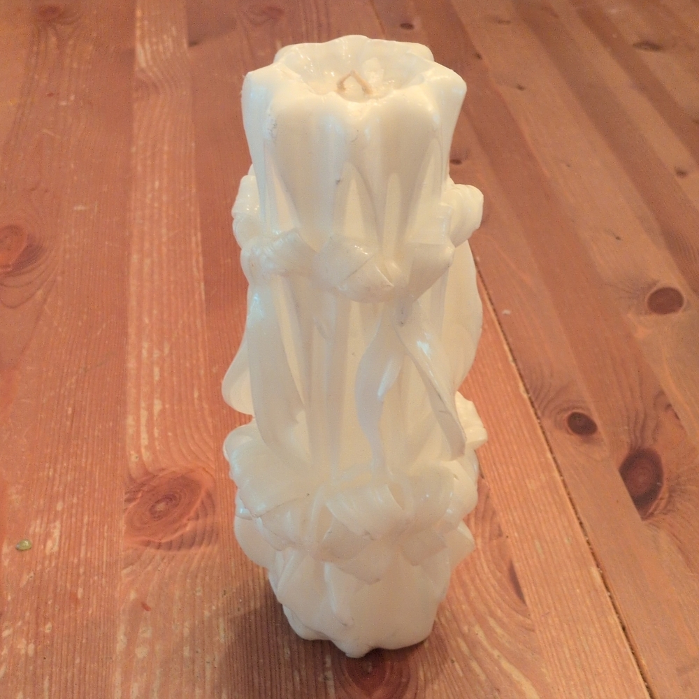 Carved White Decorative Pillar Candle